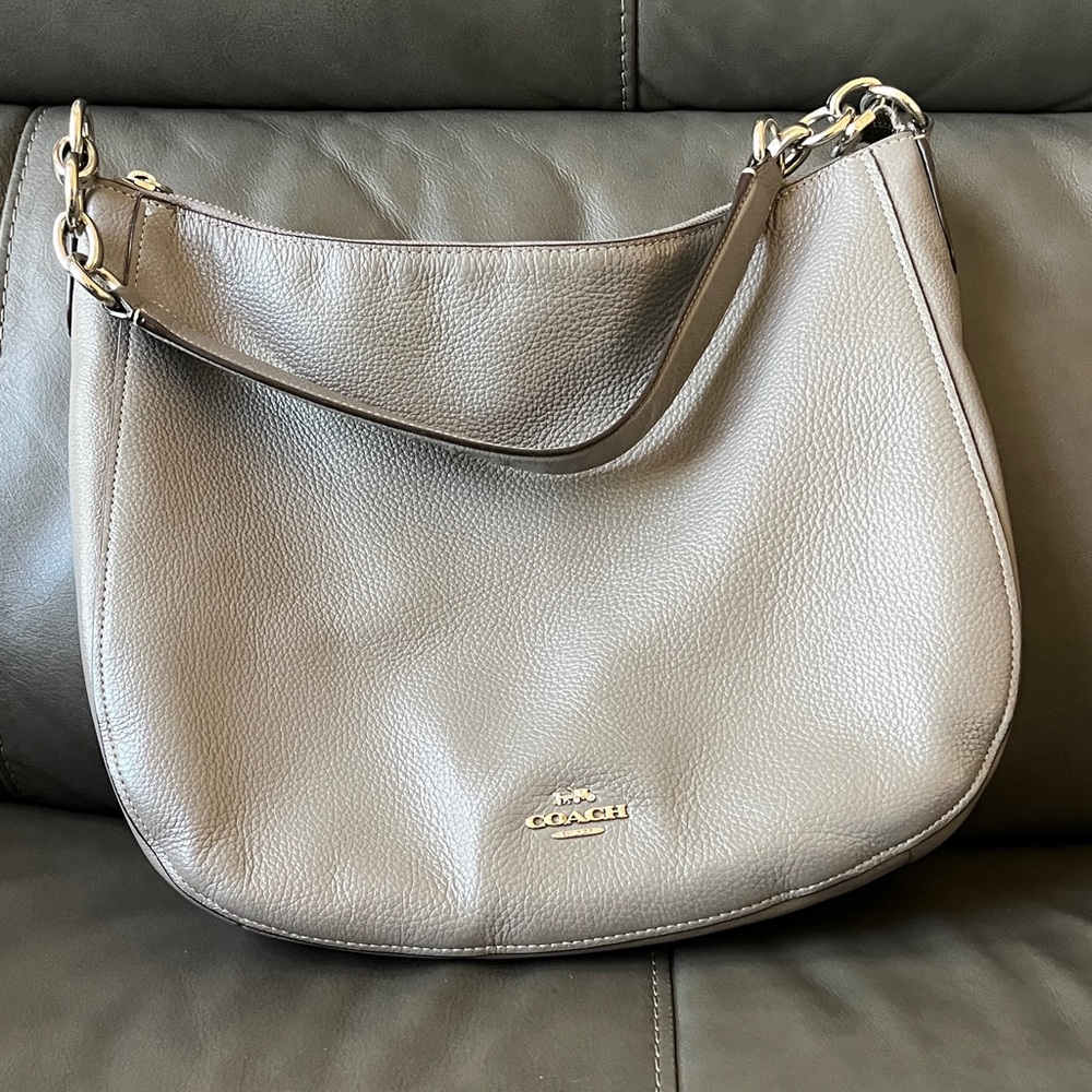 Coach Grey Leather Hobo Bag